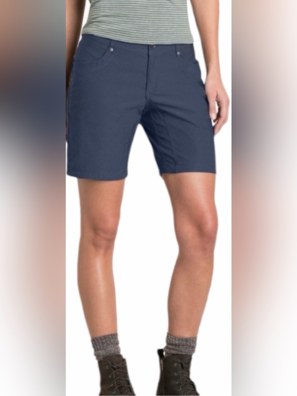 Kuhl Trekr Shorts Women Size 6 Navy Blue Stretch Hiking Outdoor Lightweight 8"